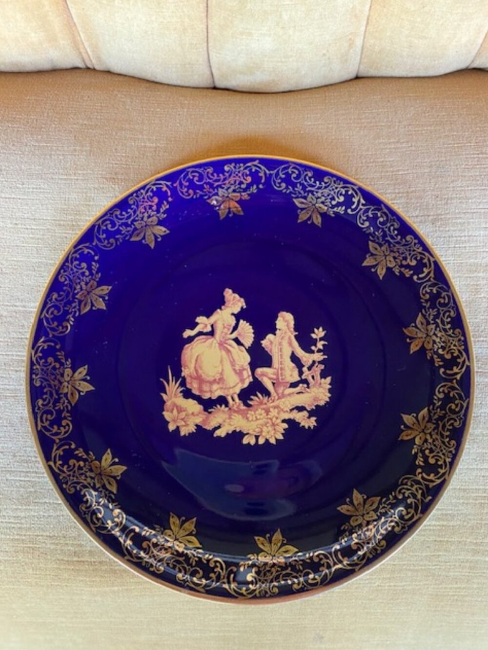 VTG Limoges Castel France 9.5"Cobalt Blue and 22K gold plate The Proposal